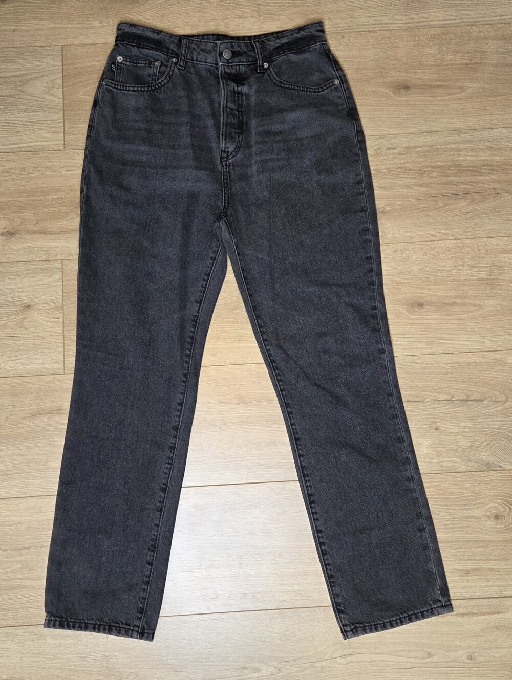 Lovers + Friends Reece High Rise Slim Straight Jeans 29 Black Wash Button Fly